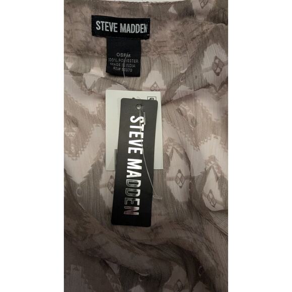 Steve Madden ESF-12268 Women's Tie Front Crinckle Chiffon Kimono, Clay, ONE Size - Picture 7 of 7